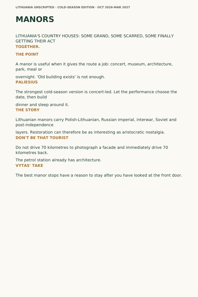 A page from the handbook about Lithuanian manors
