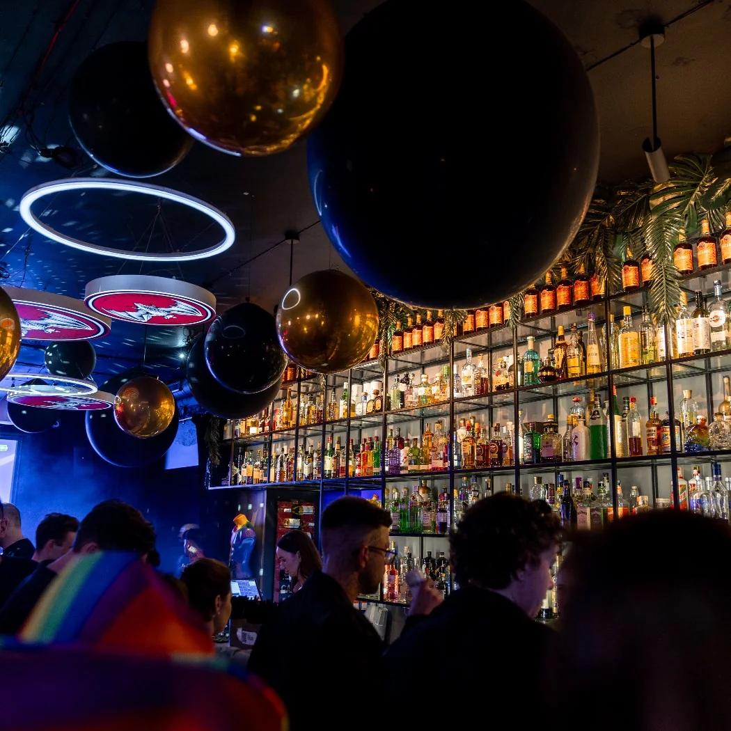 Crowded Vilnius bar at night
