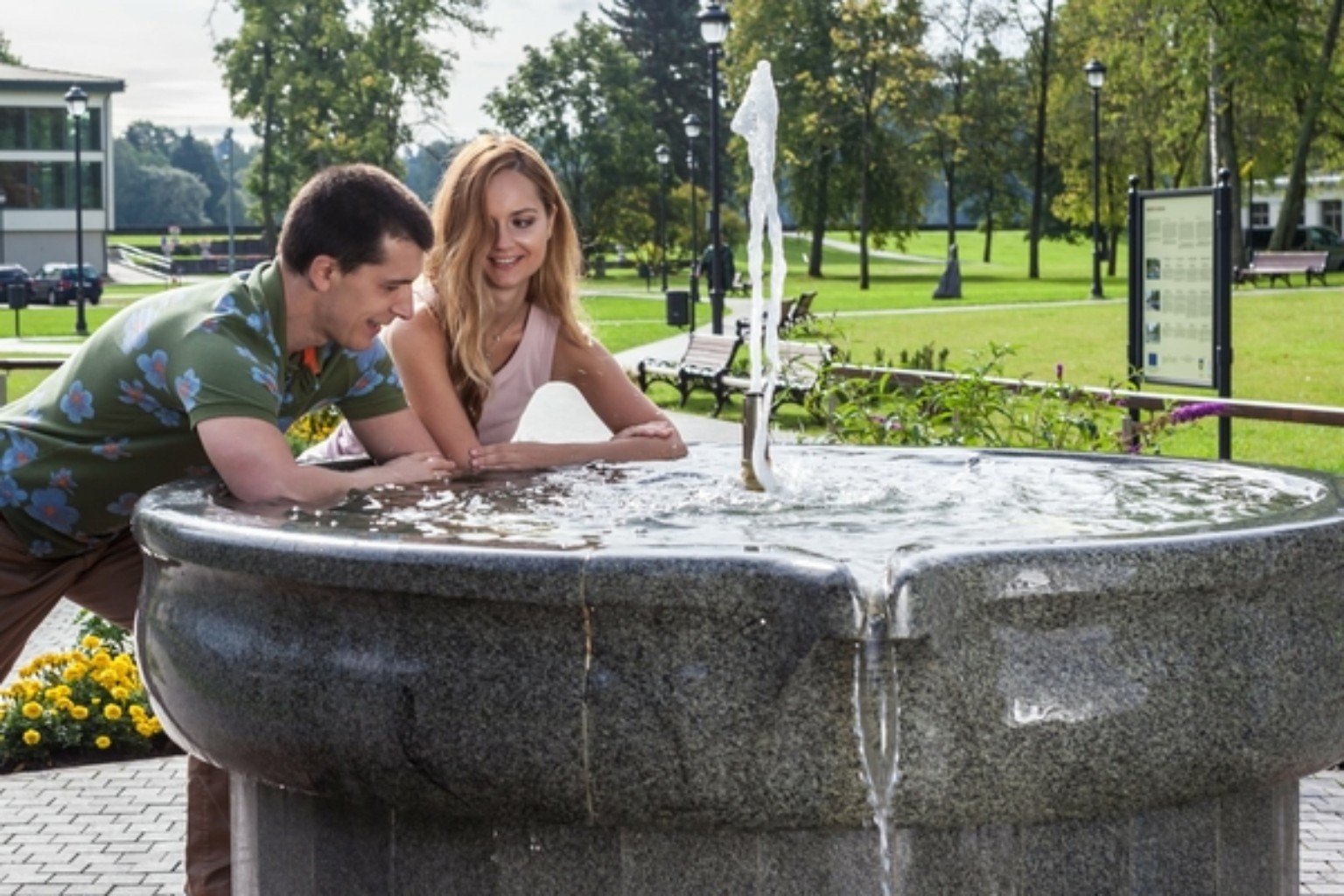 Outdoor mineral water feature in Birštonas