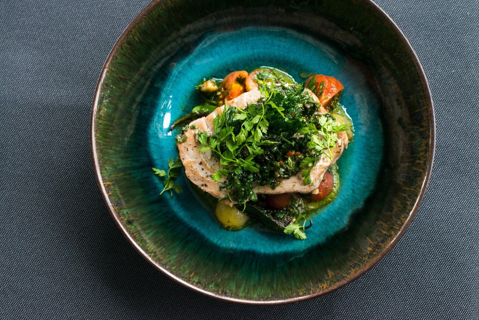 Fish course at MOON restaurant, Vytautas Mineral SPA
