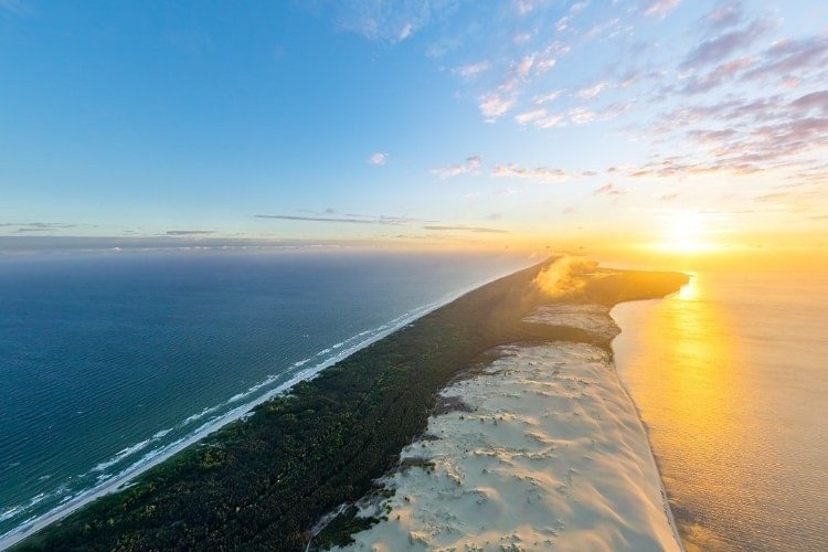 Aerial sunset view along the Curonian Spit