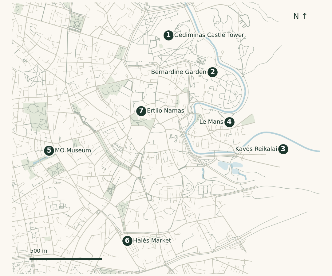 Example Lithuania Unscripted route plan